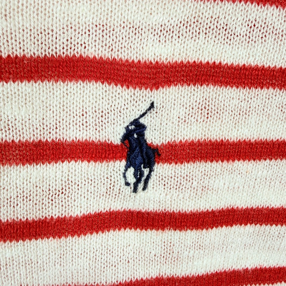 Ralph Lauren Sport Red White Striped Cotton Linen Boat Neck Sweater Womens Med - Picture 7 of 7